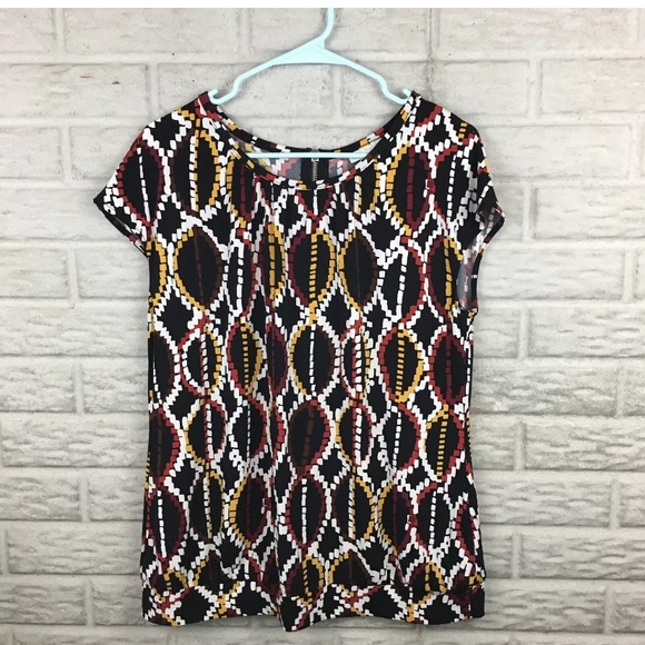 Worthington Tops - Worthington geometric print top exposed zipper